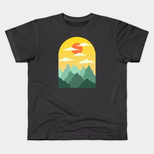 Minimalist Abstract Nature Art #25 Window Looking on to Warm Mountains and Sun Kids T-Shirt